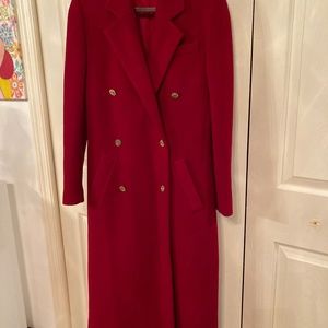 Red wool midi coat